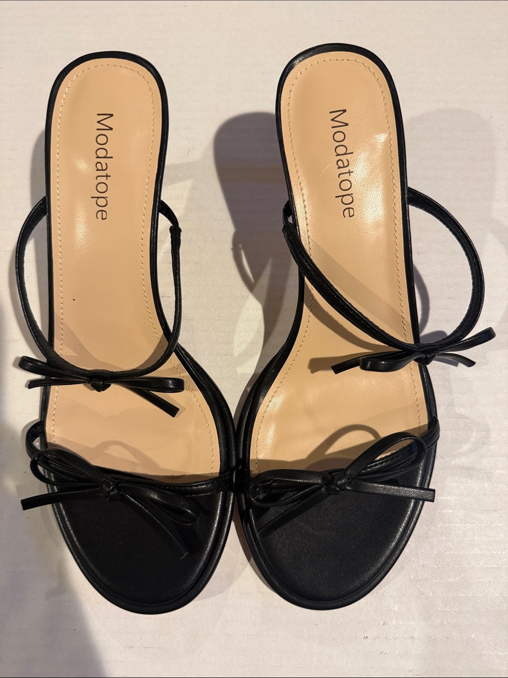 Modatope Black Bow Slip-On Mules